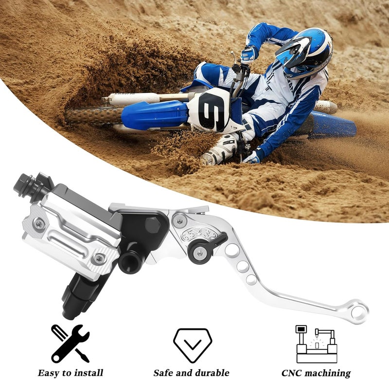 VUOZIP 7/8" 22mm Motorcycle Brake Lever Handlebar Master Cylinder Clutch Levers Left & Right Set + Hand Grips + Handlebar Ends Set for Harley Honda Kawasaki Suzuki Yamaha (Silver) - Image 5